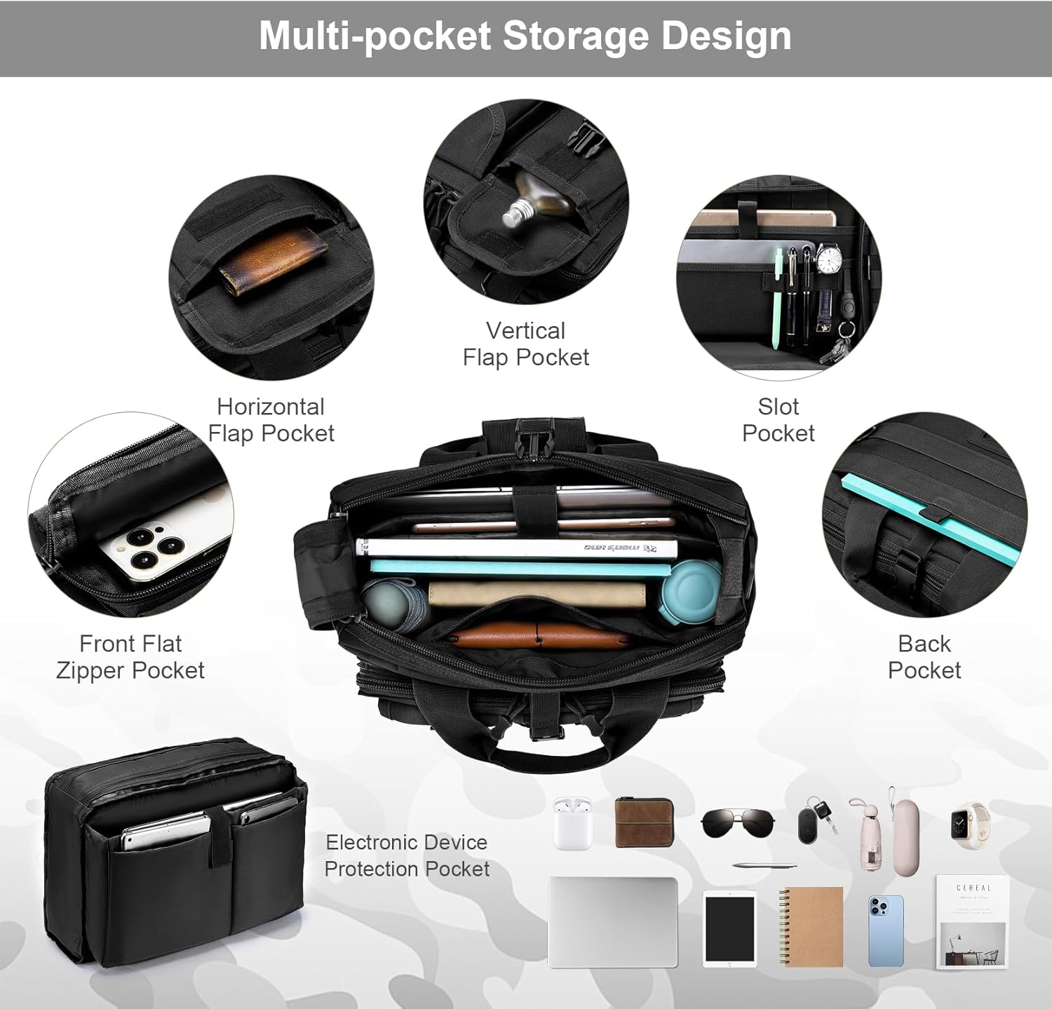 Stypos Tactical Messenger Bag,14inch/15.6inch/17.3inch Briefcase for Man Military Laptop Bag, Flight Work Bags for Pilots - Image 5