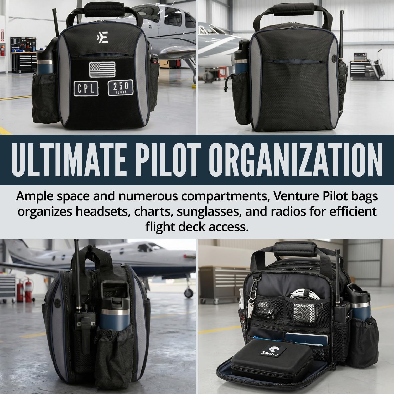EntireFlight Flight Bag For Pilots - Pilot Bag Carries All Required Pilot accessories and Gear Including Your Kneeboard, Ipad, And Aviation Headset - Great Gifts for Students & CFIs - Image 2